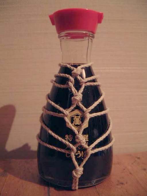 tied up soy sauce bottle